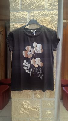 T-shirt Coquelicot noir doré T-shirt Coquelicot noir doré
