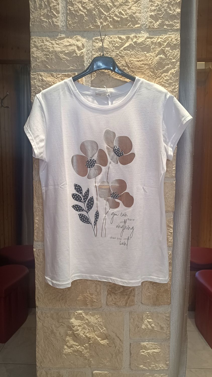 T-shirt Coquelicot blanc doré T-shirt Coquelicot blanc doré