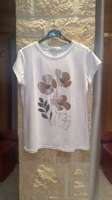 T-shirt Coquelicot blanc doré T-shirt Coquelicot blanc doré