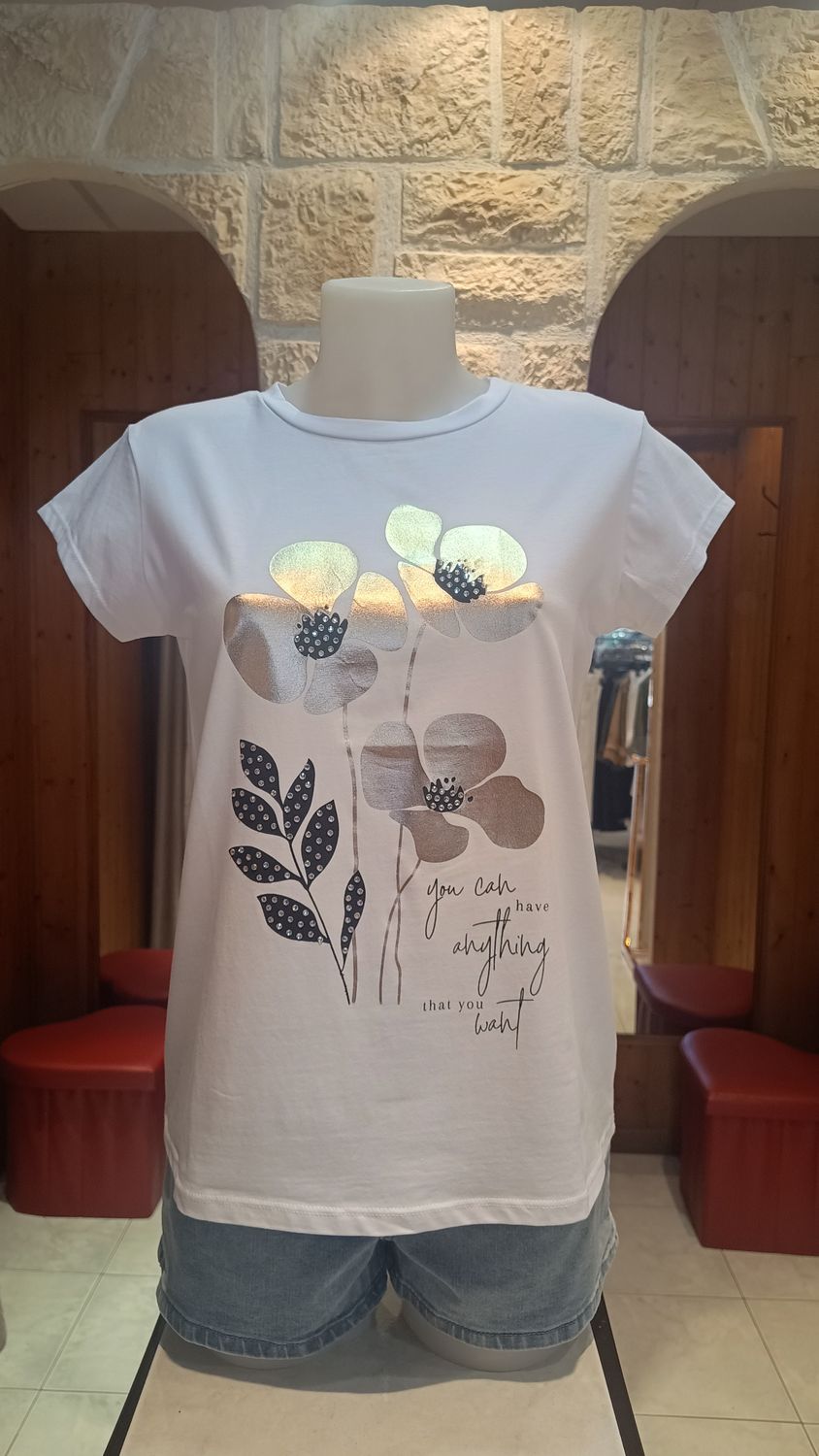 T-shirt Coquelicot blanc doré 