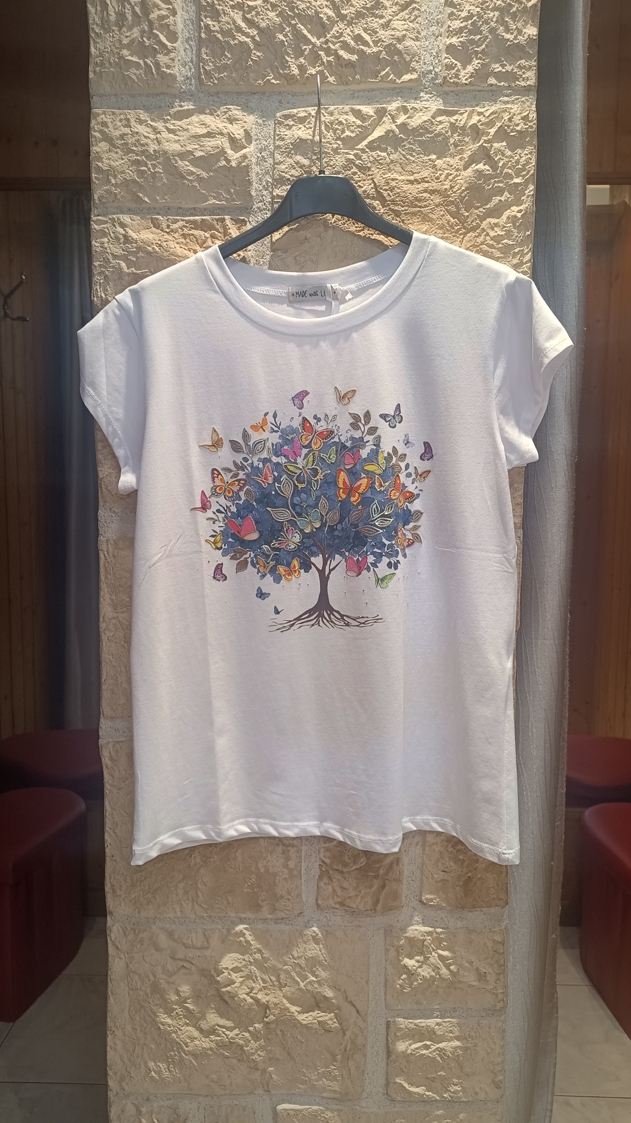 T-shirt Butterfly tree bleu