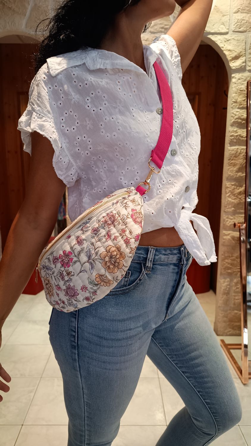 Sac banane matelassé fuchsia Sac banane matelassé fuchsia