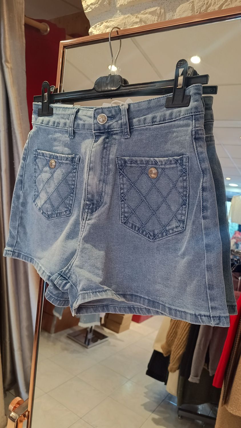 Short jean poches plaquées Short jean poches plaquées