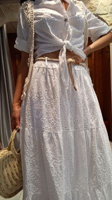 Jupe longue broderie anglaise blanc 