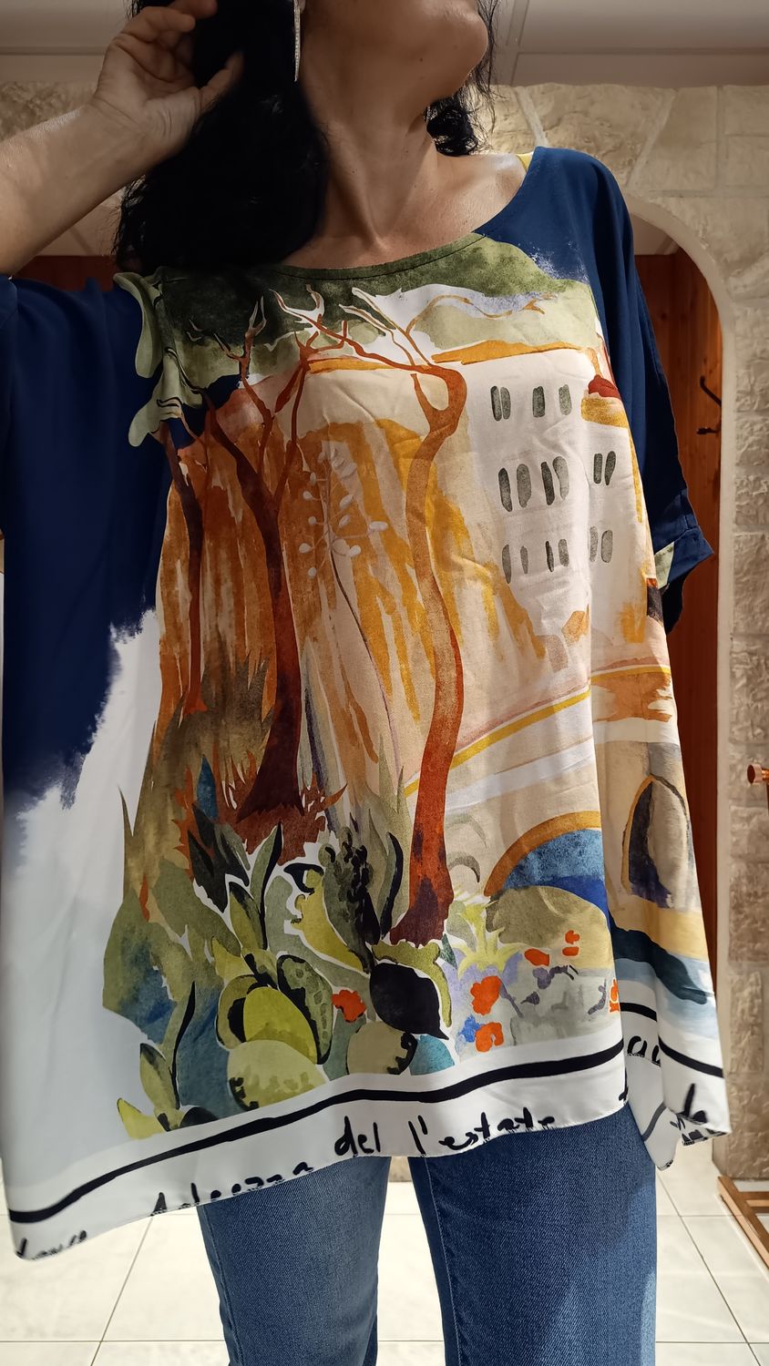 Blouse Paysage bleu marine 