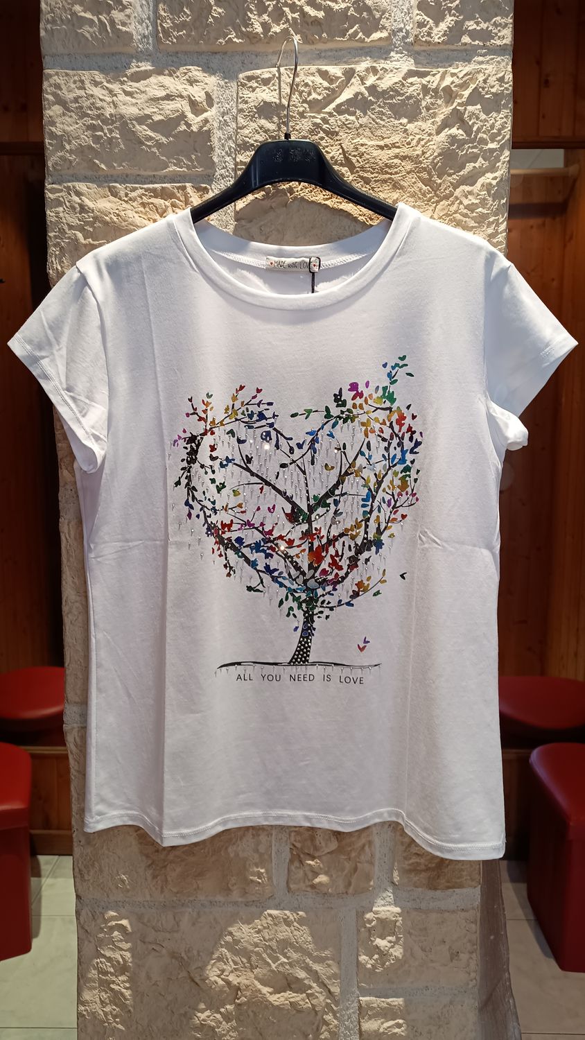 T-shirt Arbre coeur blanc TU