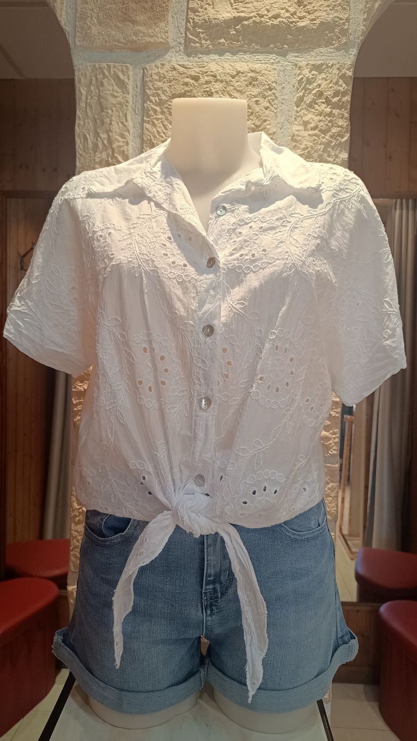 Chemisier noeud blanc 