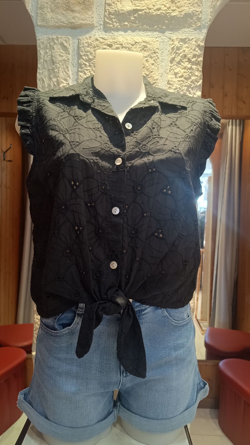 Chemisier sans manches noeud noir Chemisier sans manches noeud noir