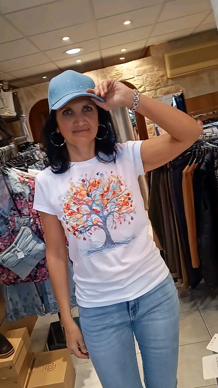 Casquette jean strass foncé 