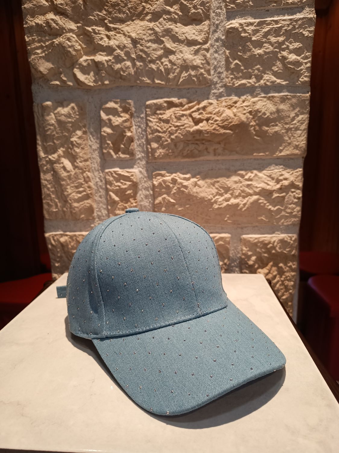 Casquette jean strass clair Casquette jean strass clair