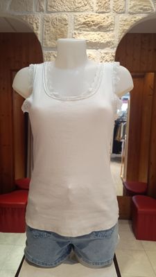 Débardeur ajusté dentelle beige 