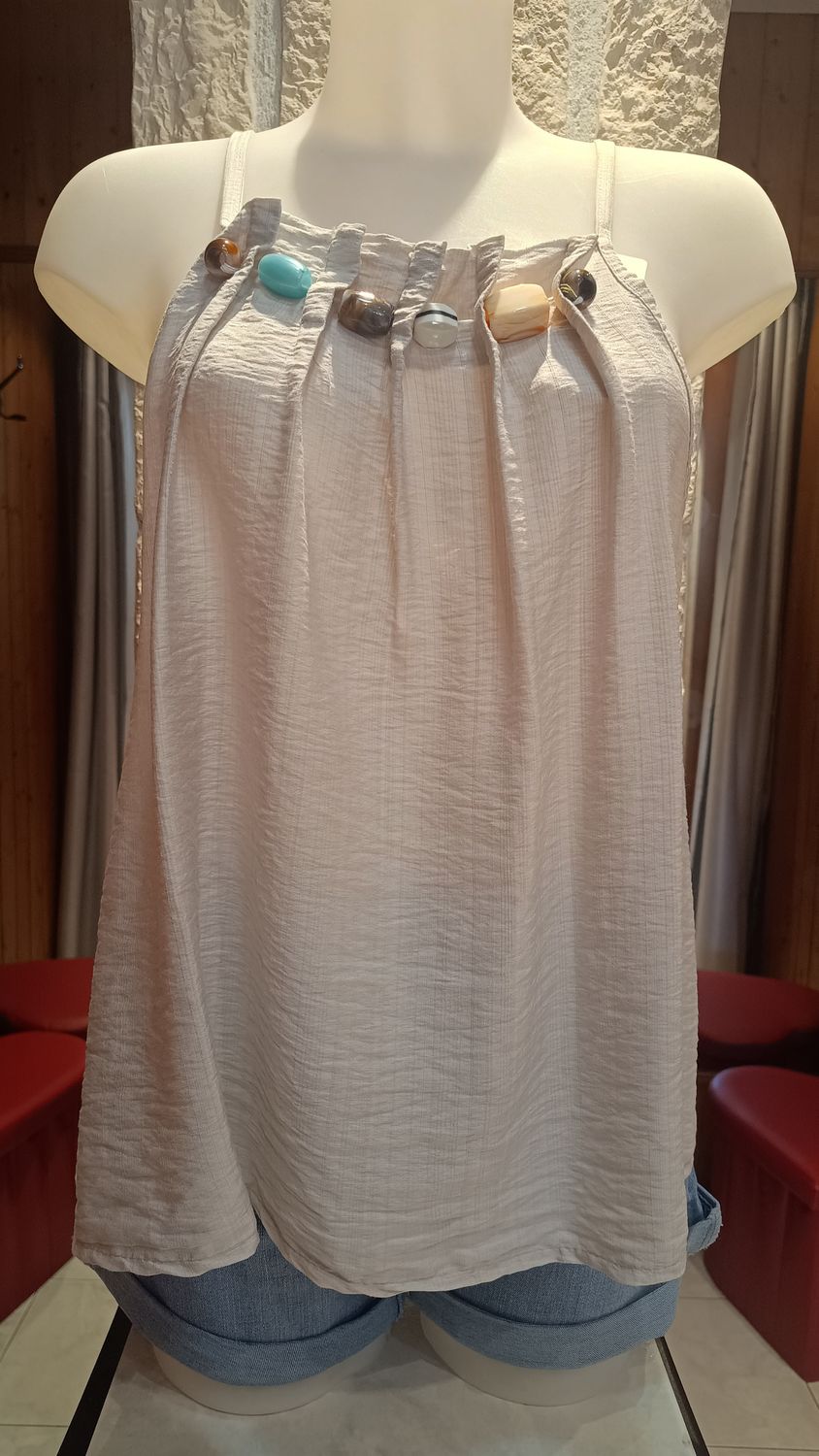 Débardeur bijoux beige Débardeur bijoux beige