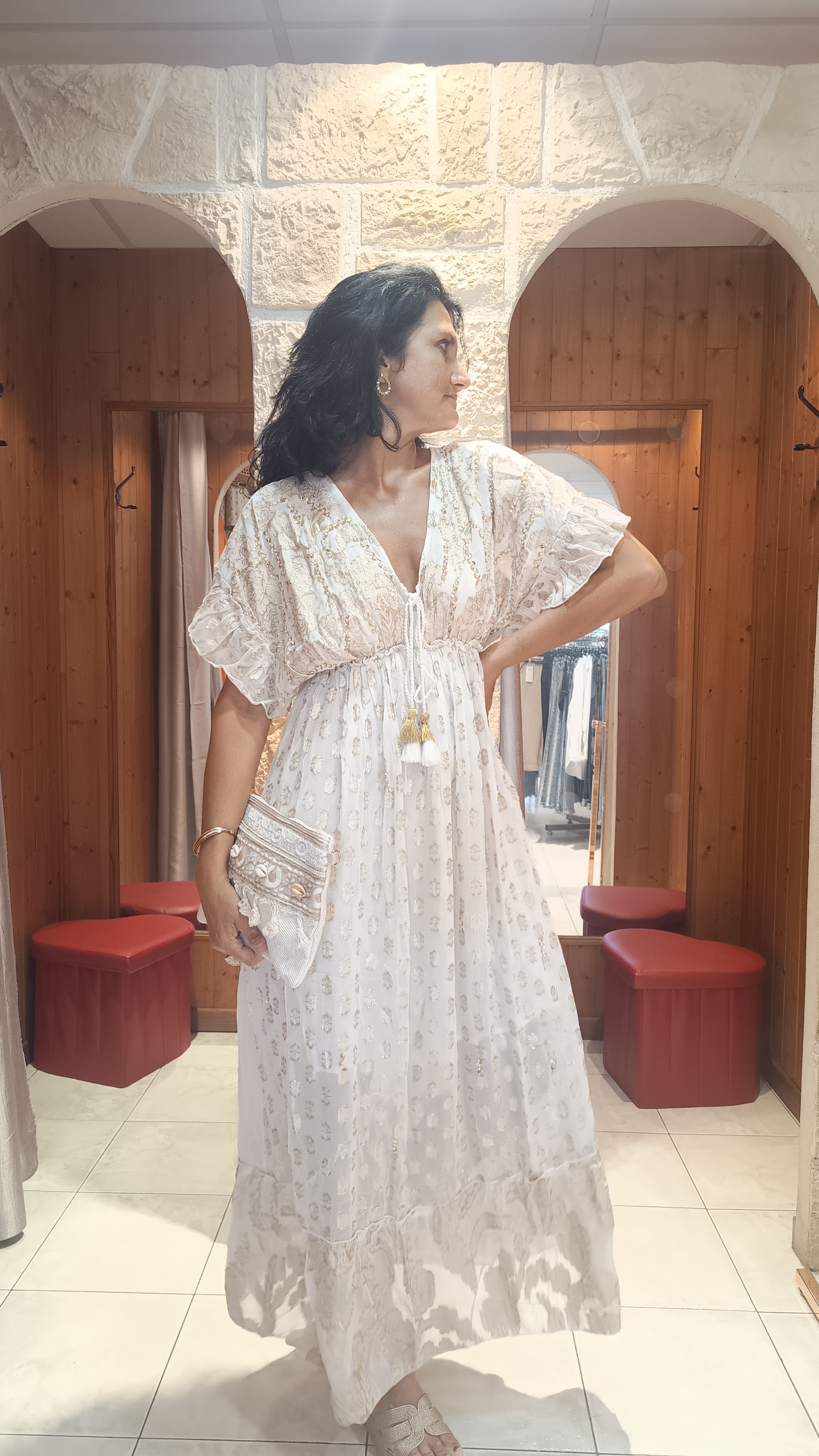 Robe longue Marrakech écru