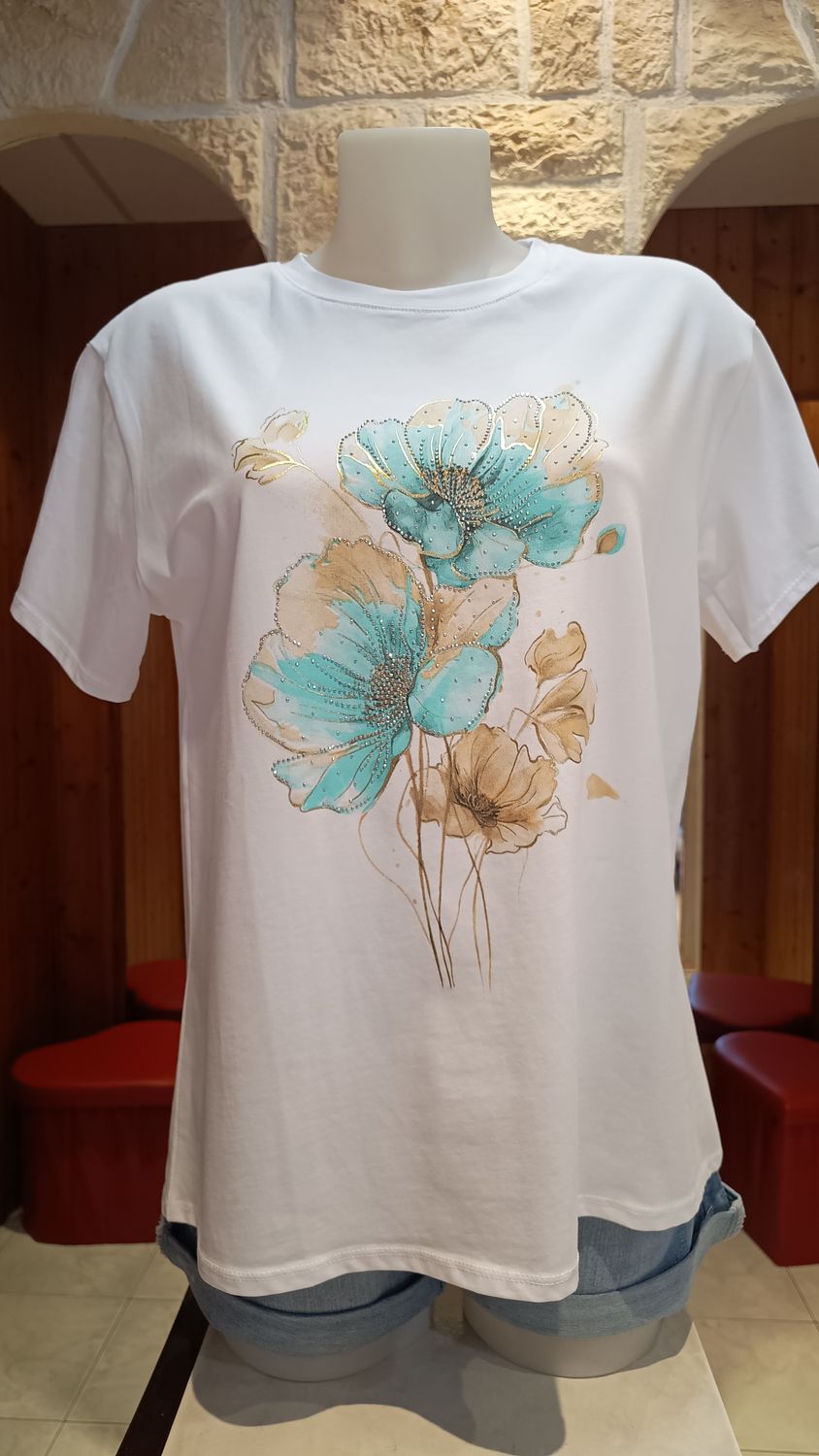 T-shirt Poppy vert d' eau 