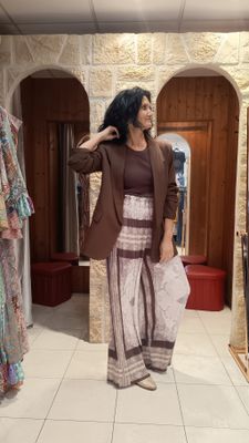 Veste blazer long chocolat 