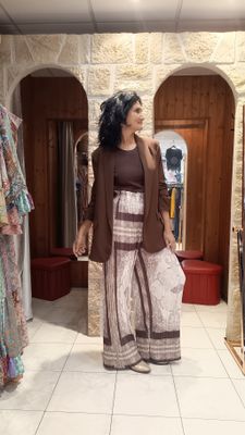 Veste blazer long chocolat 