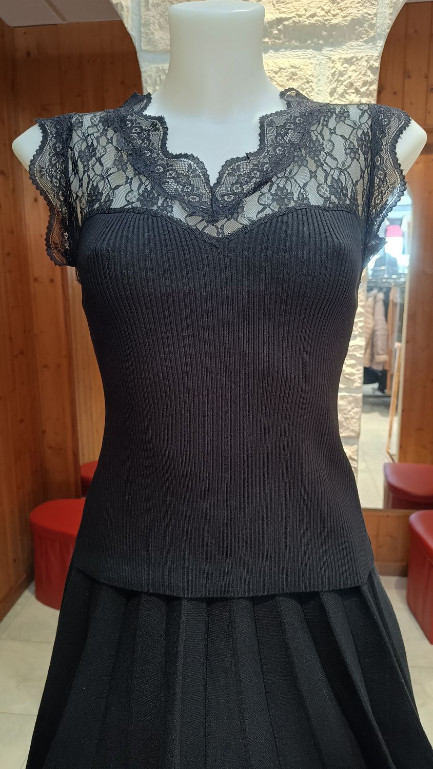 Tricot sexy dentelle noir