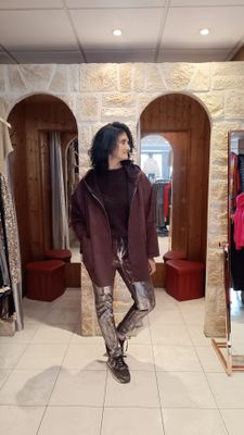 Veste à capuche suédine chocolat 