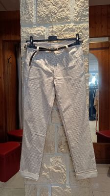 Pantalon Chino imprimé beige