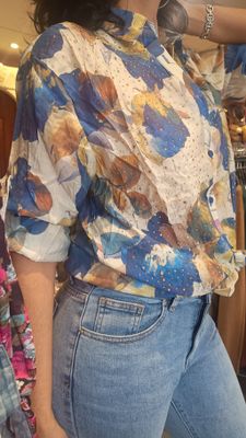 Chemise imprimée floral strass 