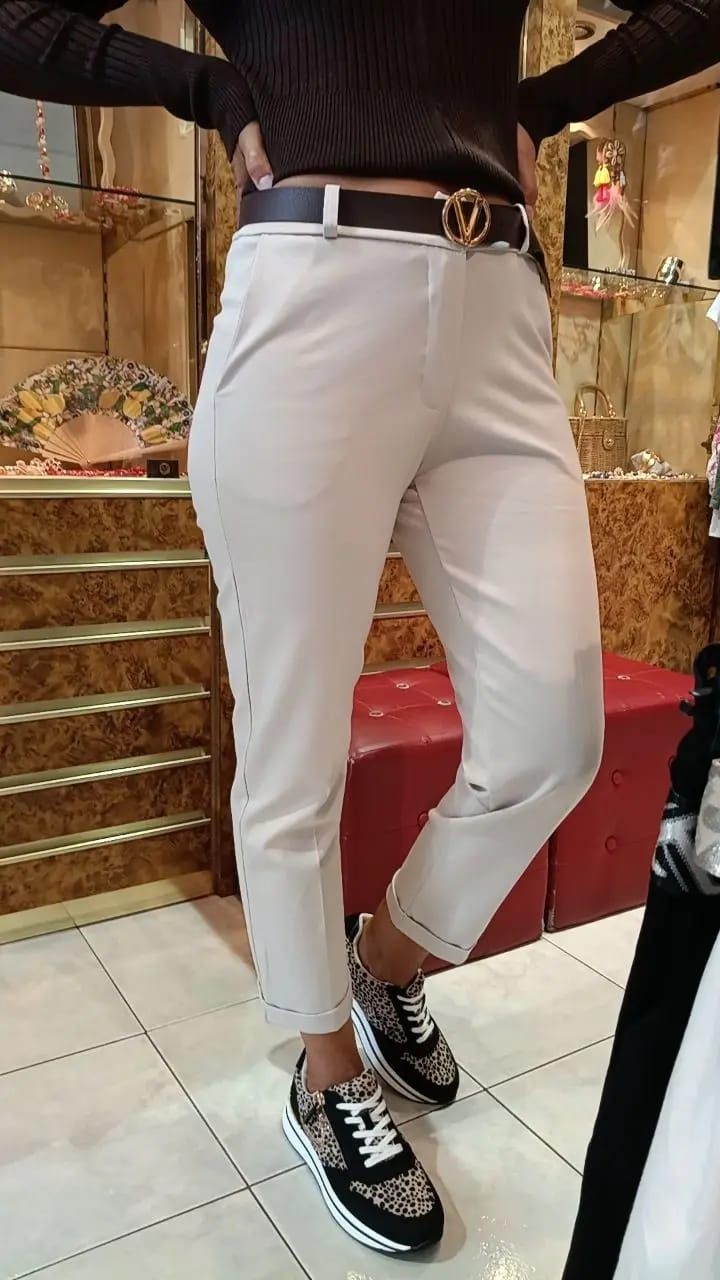 Pantalon en maille Milano beige Pantalon en maille Milano beige