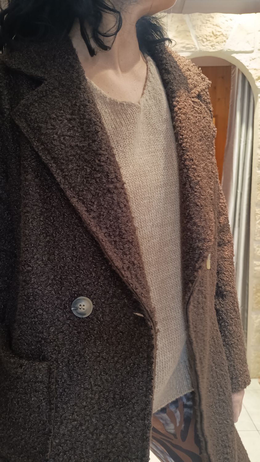 Manteau bouclette chocolat Manteau bouclette chocolat