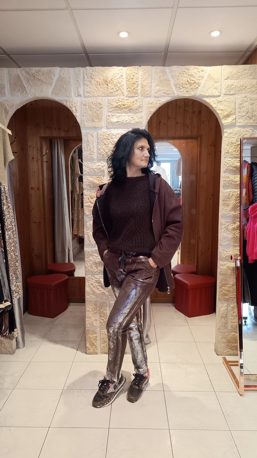 Pull Debora ajouré chocolat 