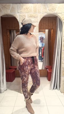 Pantalon suédine Zebra chocolat 