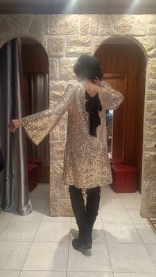 Robe fête sequins doré 