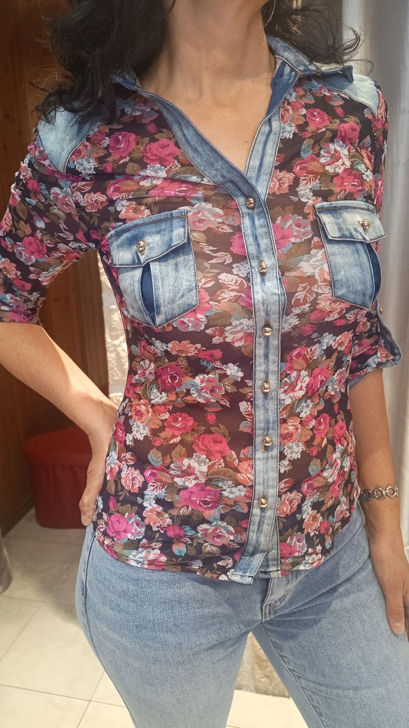 Chemise tulle fleurs