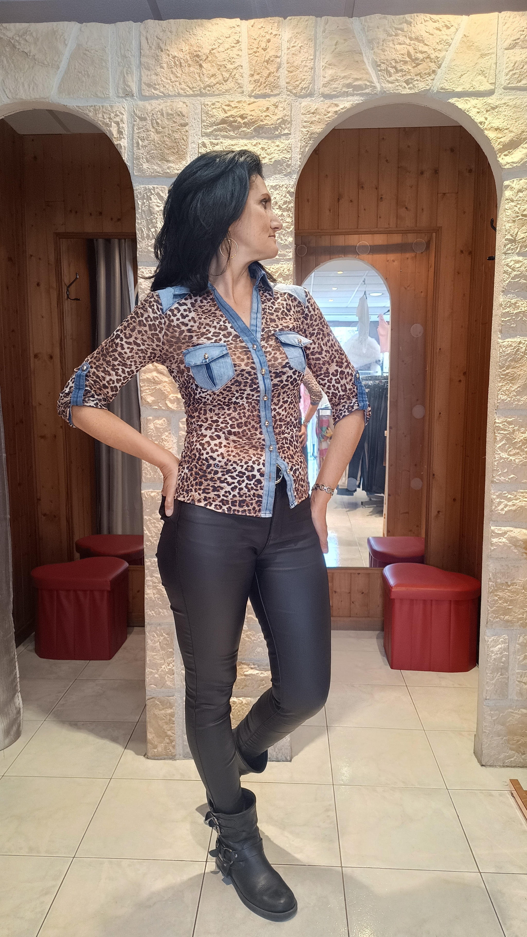 Chemise tulle léopard