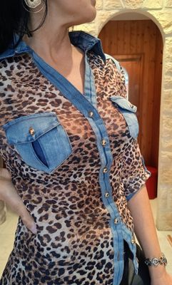 Chemise tulle léopard