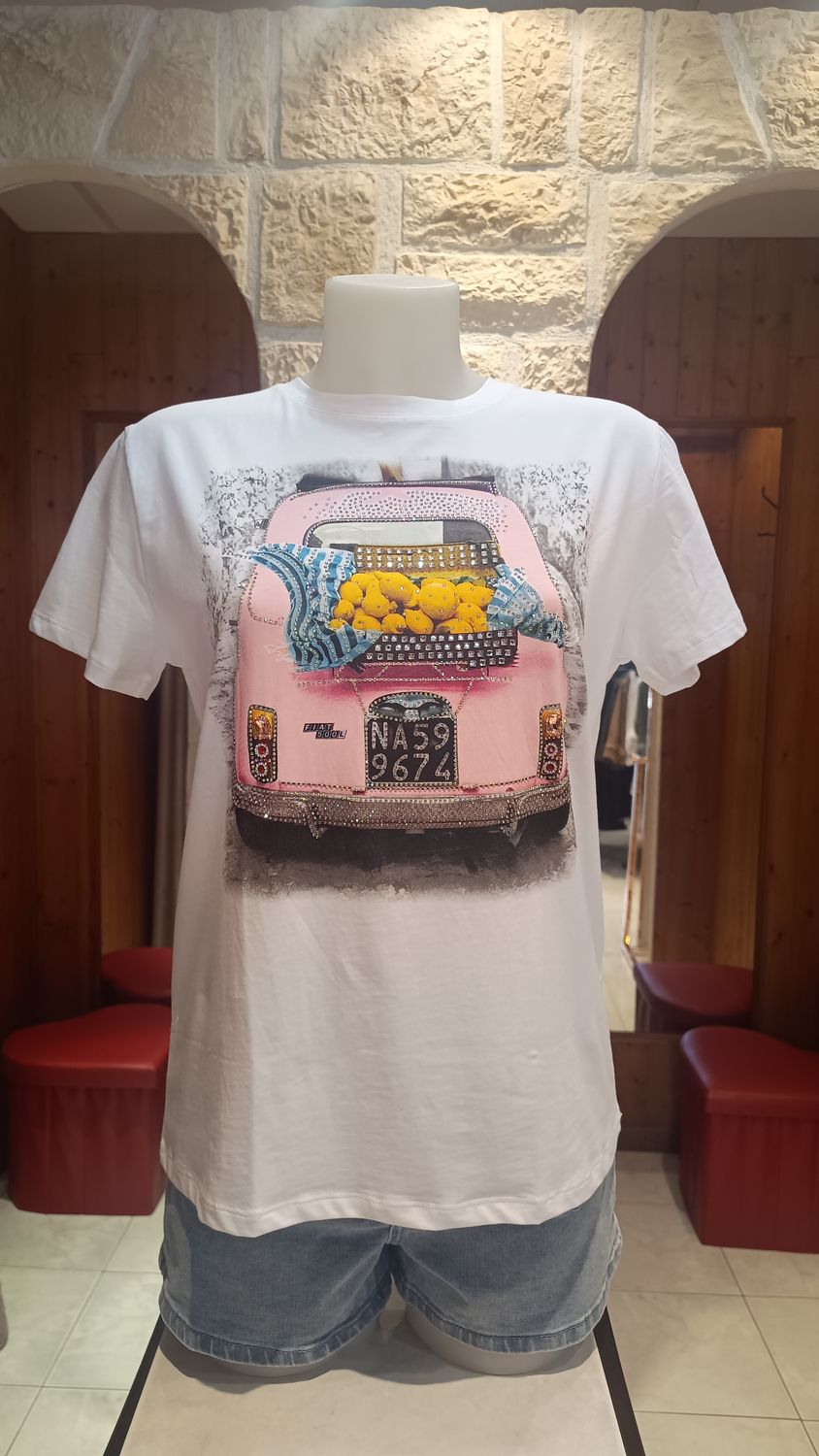 T-shirt Cinquecento blanc /rose T-shirt Cinquecento blanc /rose