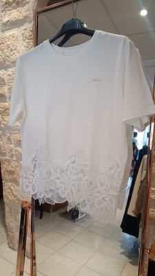 T-shirt maxi dentelle blanc