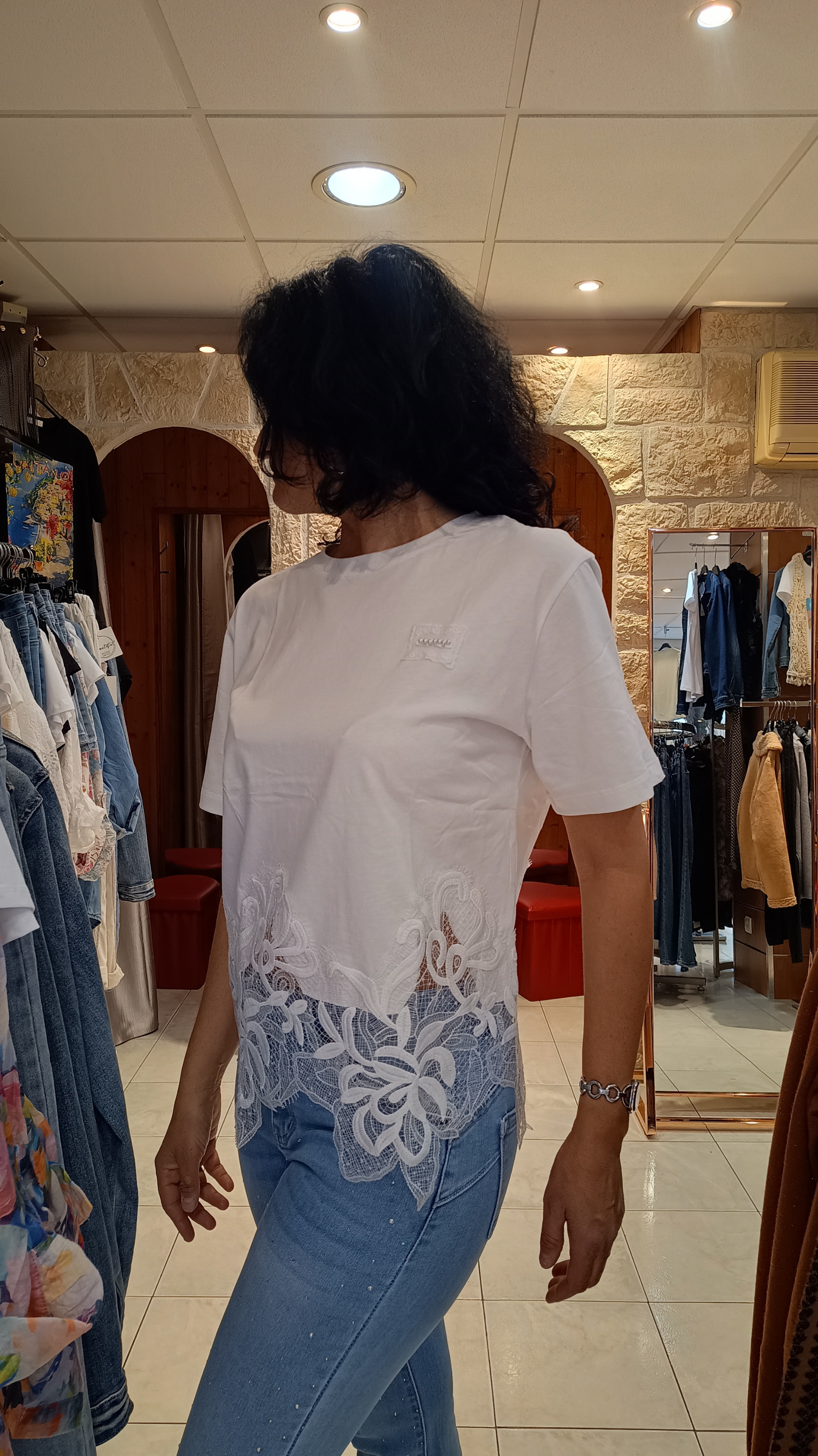 T-shirt maxi dentelle blanc