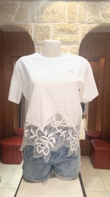 T-shirt maxi dentelle blanc