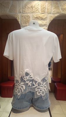 T-shirt maxi dentelle blanc