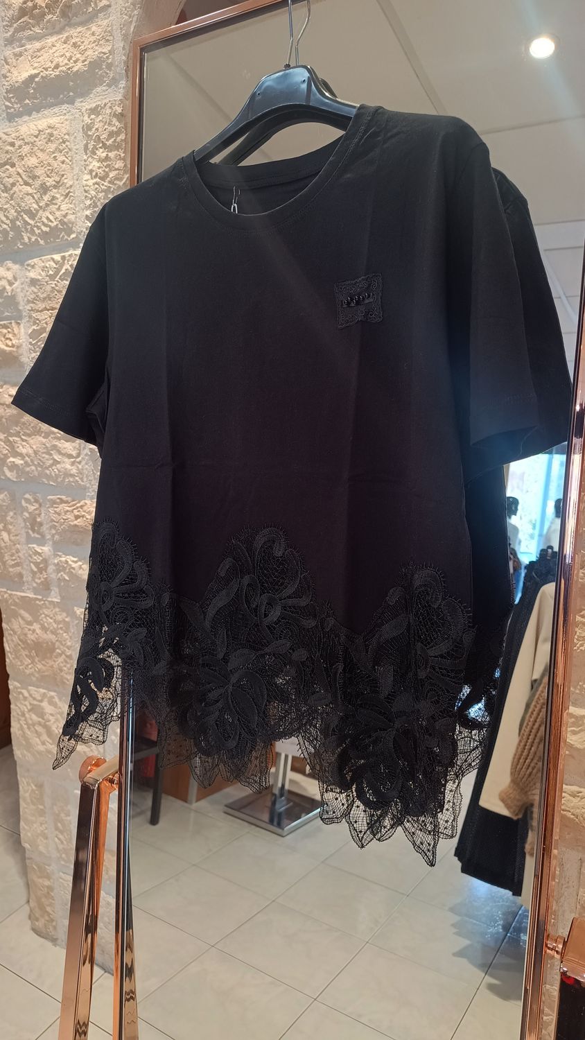 T-shirt maxi dentelle noir 