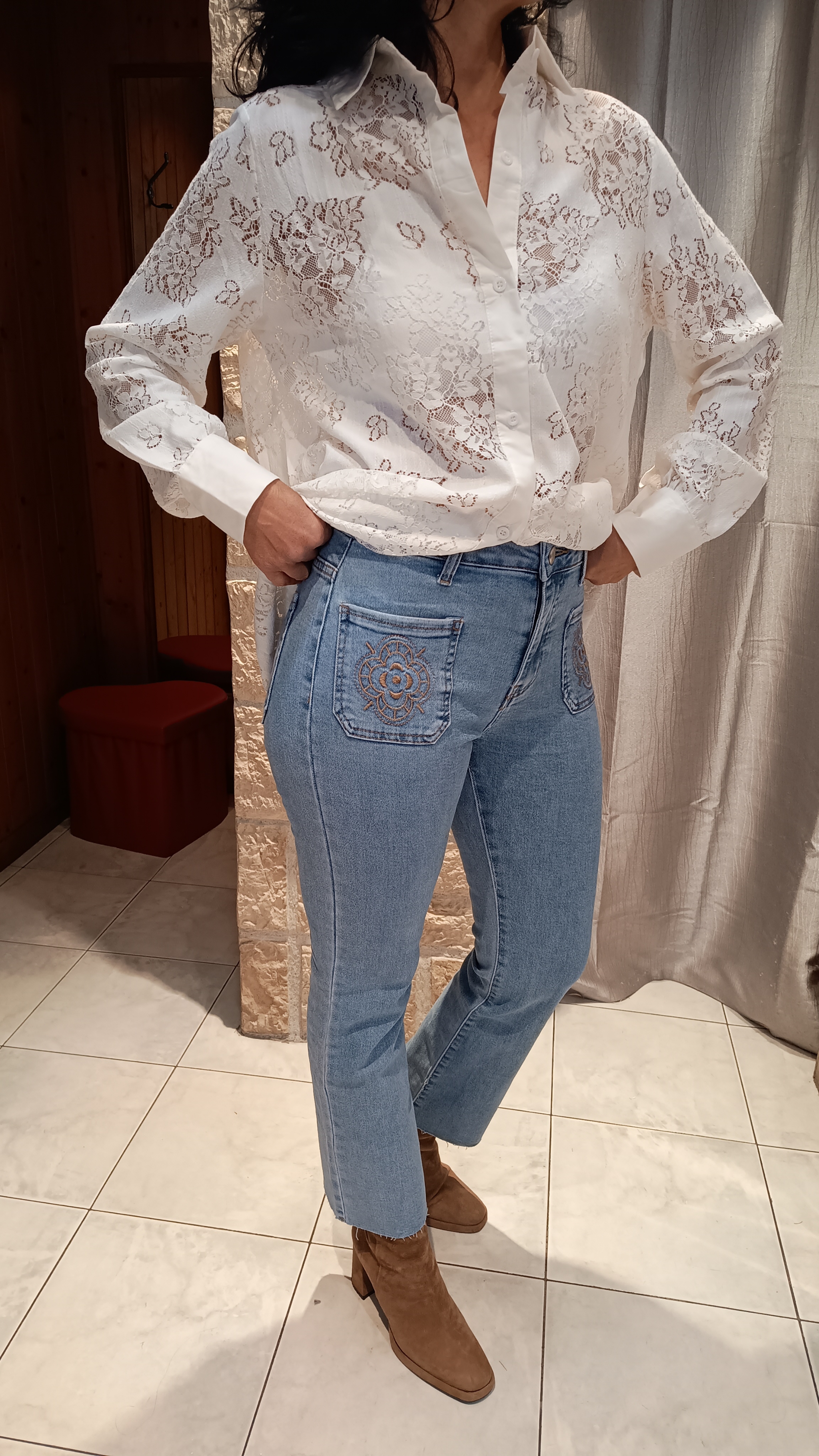 Chemisier dentelle blanc