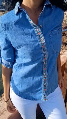 Chemise jean brodé 