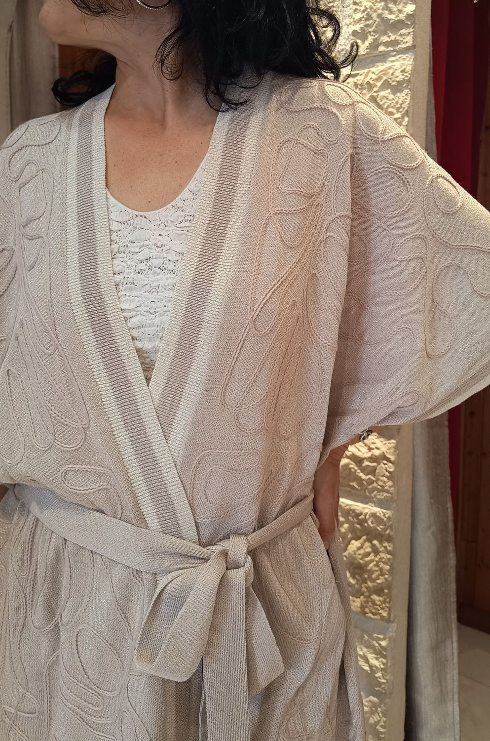 Gilet kimono sable
