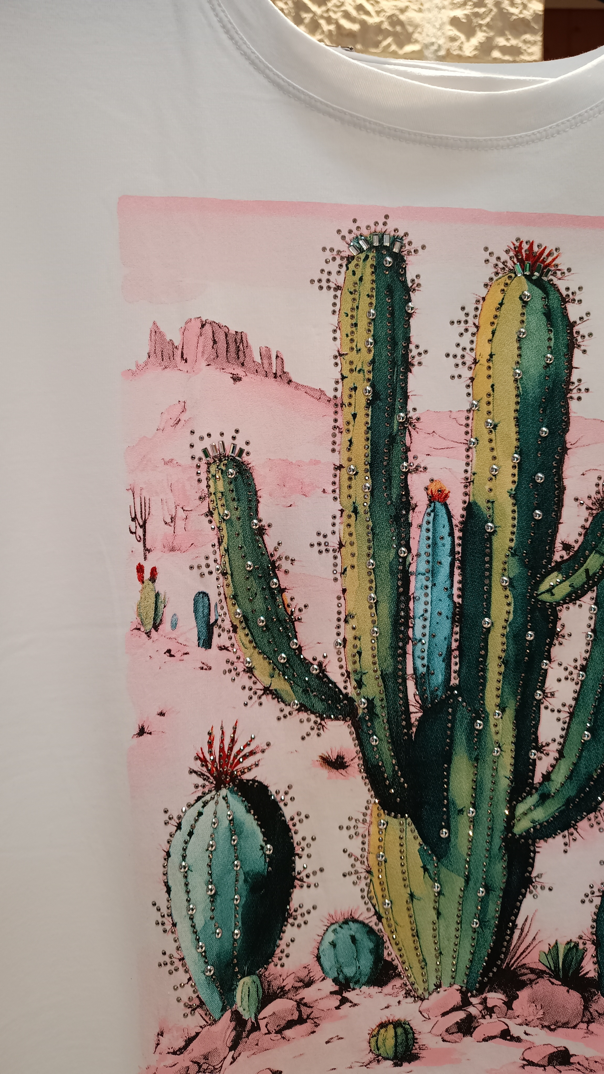 T-shirt Cactus blanc / rose