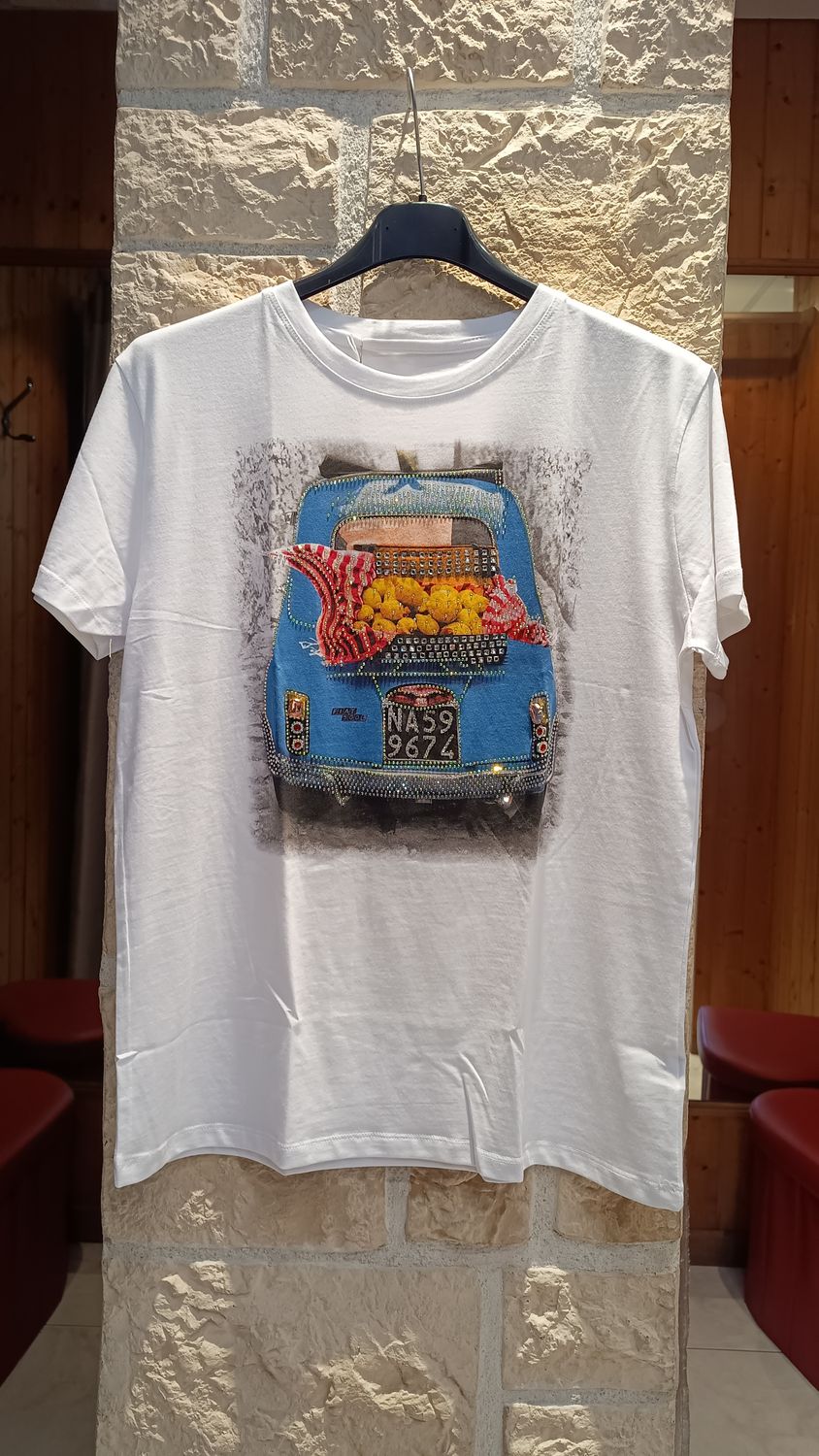 T-shirt Cinquecento blanc / bleu T-shirt Cinquecento blanc / bleu