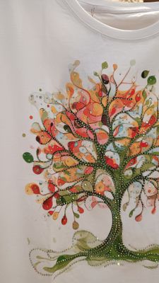 T-shirt Arbre multicolore blanc / vert 