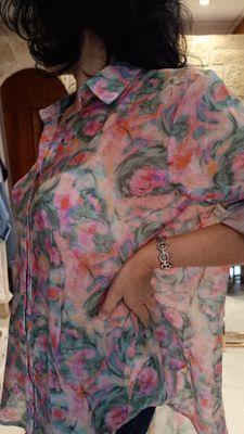 Chemisier long floral rose 