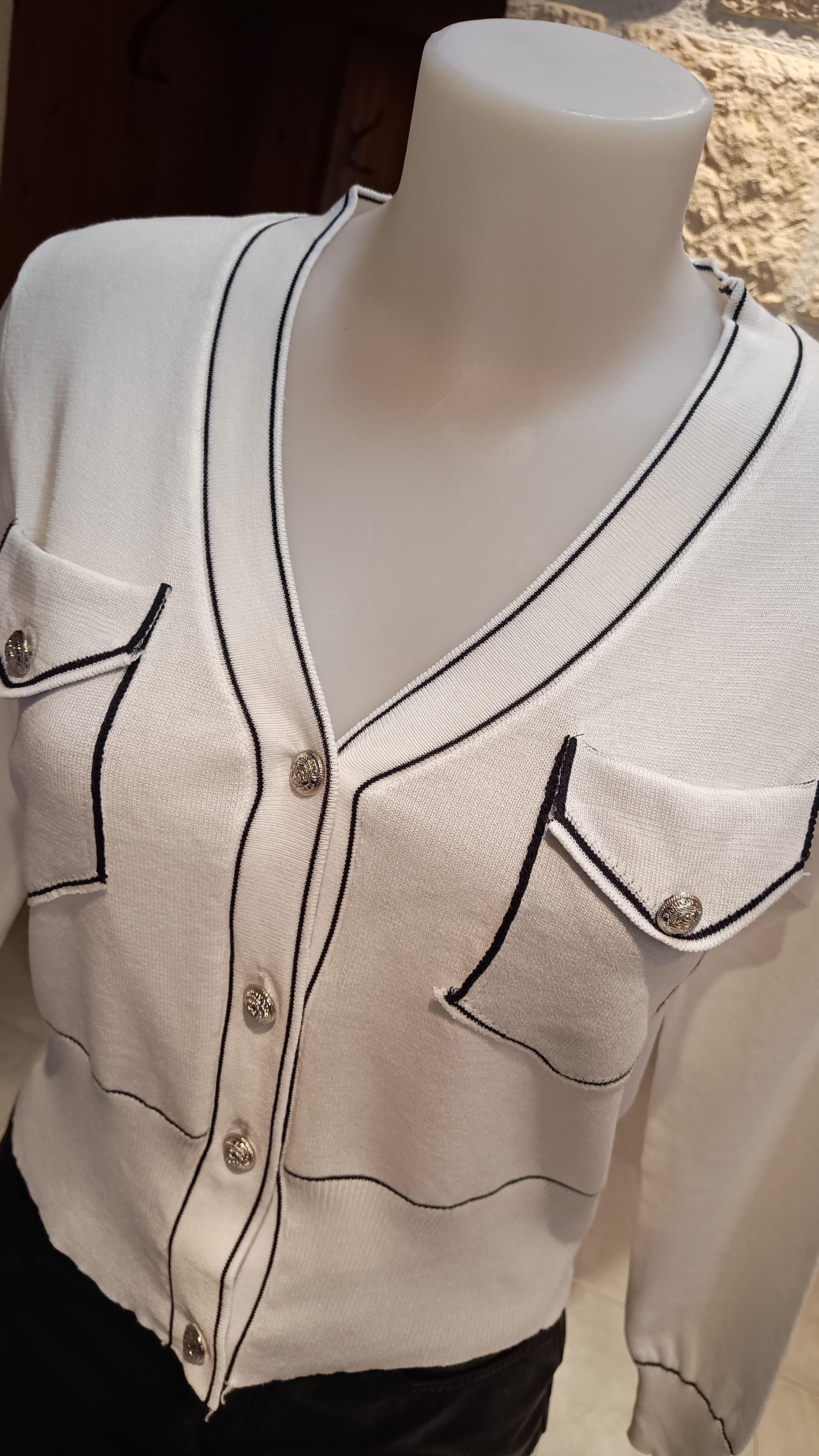 Cardigan contraste blanc