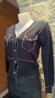 Cardigan contraste noir 