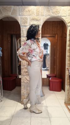 Jean Onado bas dentelle strass beige 