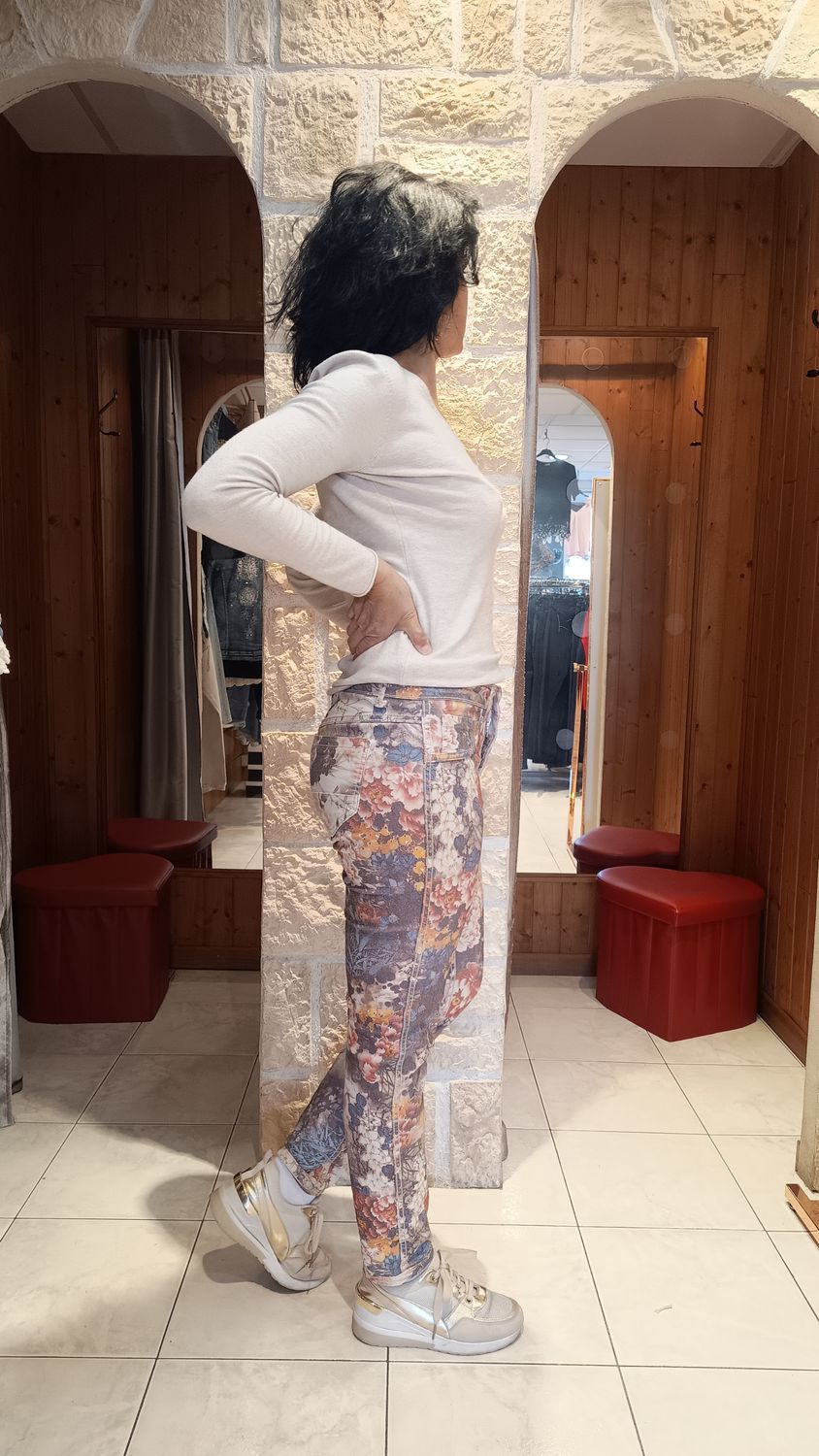 Jean Reversible Onado imprimé floral multicolore