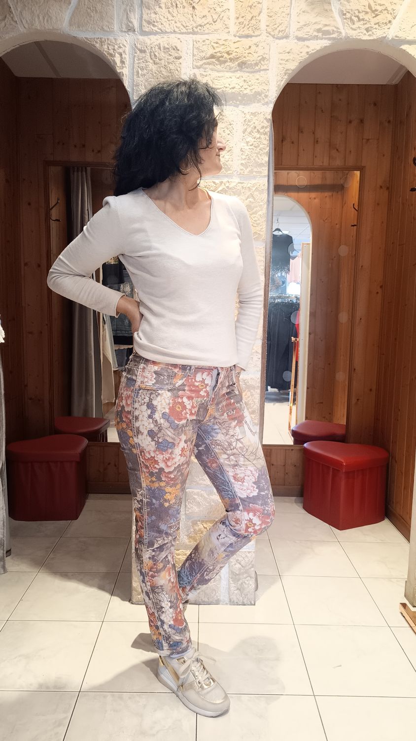 Jean Reversible Onado imprimé floral multicolore 